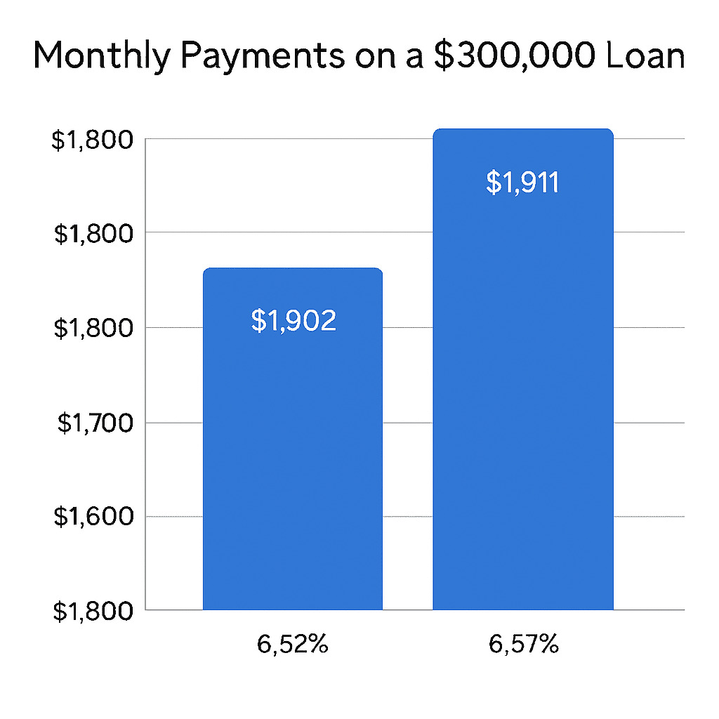 A bar chart comparing monthly payments on a $300,000 loan over 30 years