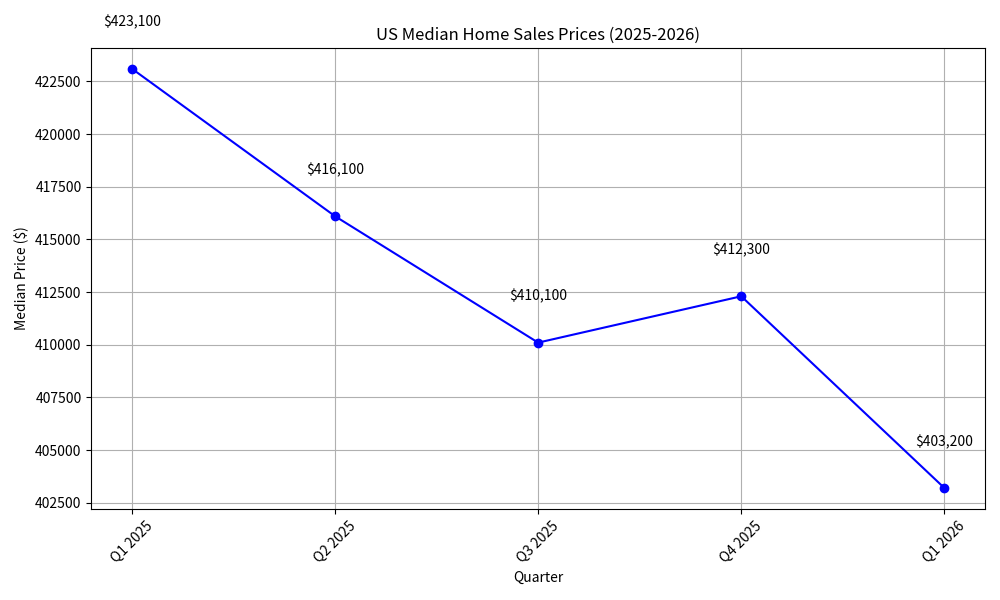 US Median Home Sales Prices (Q1 2025 – Q1 2026)