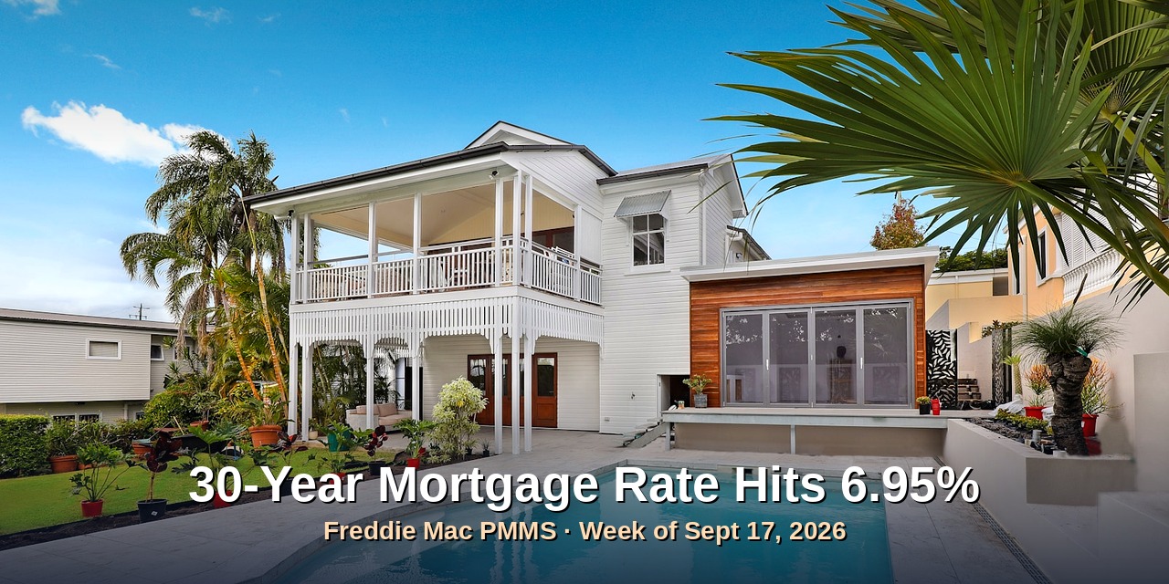 30-year Fixed Mortgage Rate Rises to 6.95% – Up 69 Basis Points from Last Year